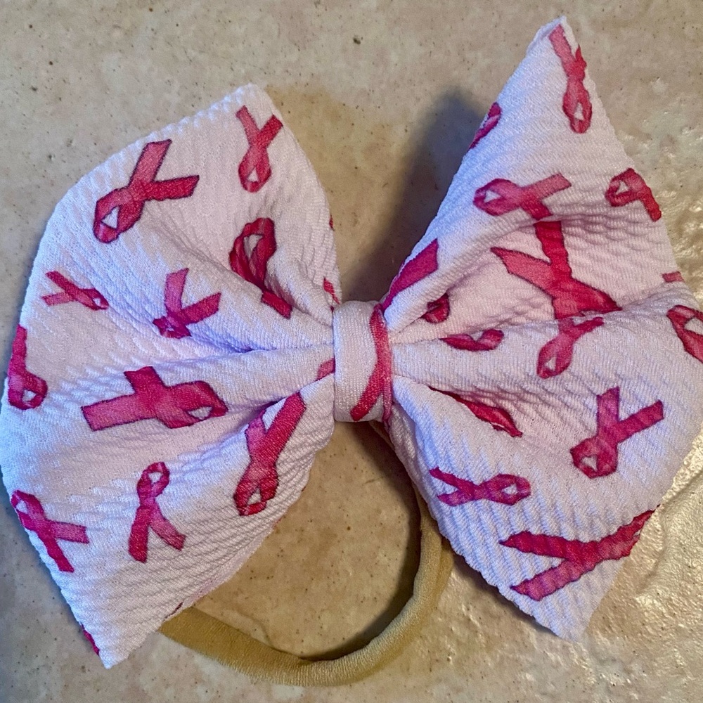Breast Cancer Awareness Pink Ribbon Hair Bow NWOT